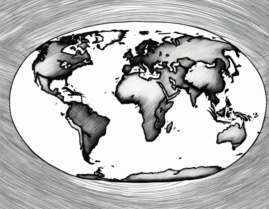 Desenho do planeta terra mostrando todos os continentes