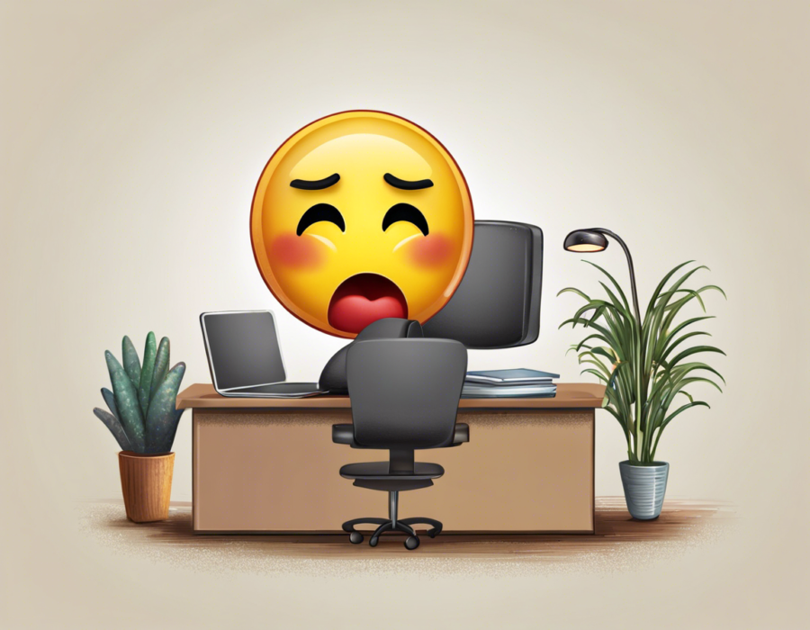 Desenho de um emoji triste em um ambiente de trabalho