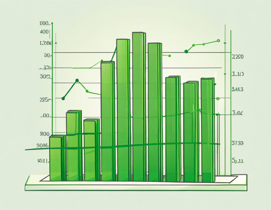 Um gráfico com resultados verdes